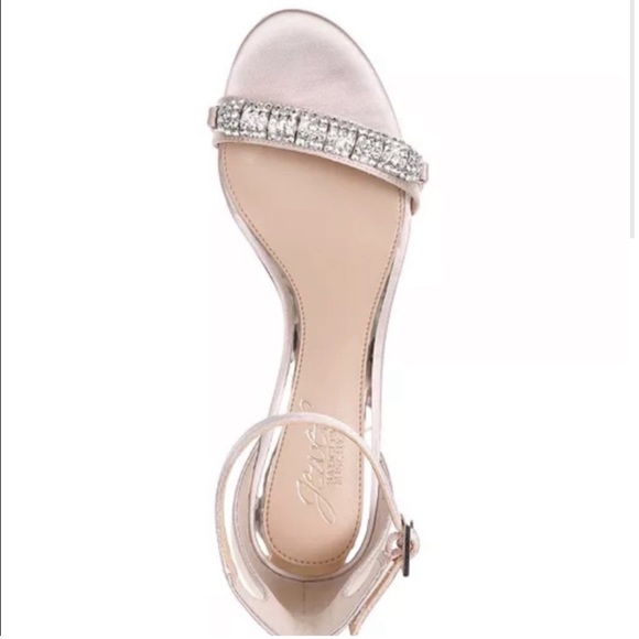 Badgley Mischka JEWEL Ramsay Sandals Ankle Strap Block Heels Champagne Blush NEW - Picture 3 of 15